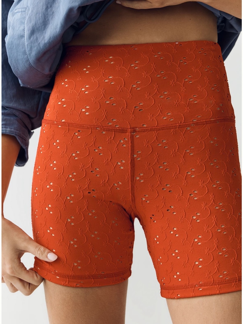 NWT Anthropologie Strut This Eyelet High-Rise Biker Shorts Size XL